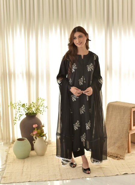LG 1951 Roman Silk With Embroidery Work On Front Side Kurti With Bottom Dupatta Suppliers In India
